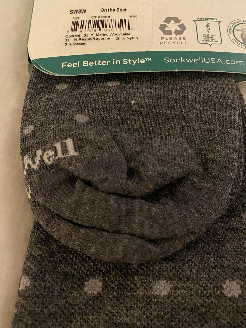 Sockwell Compression Socks Womens M/L (8-11) On the Spot Moderate Graduated Gray